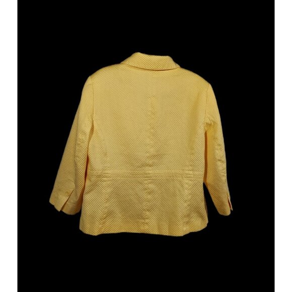 Jacket East 5th Women Yellow Cotton Blazer 18W Summertime 3/4 Sleeves - Picture 4 of 14